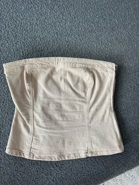 Mango Beige Strapless Denim Bandeau Top - Size L